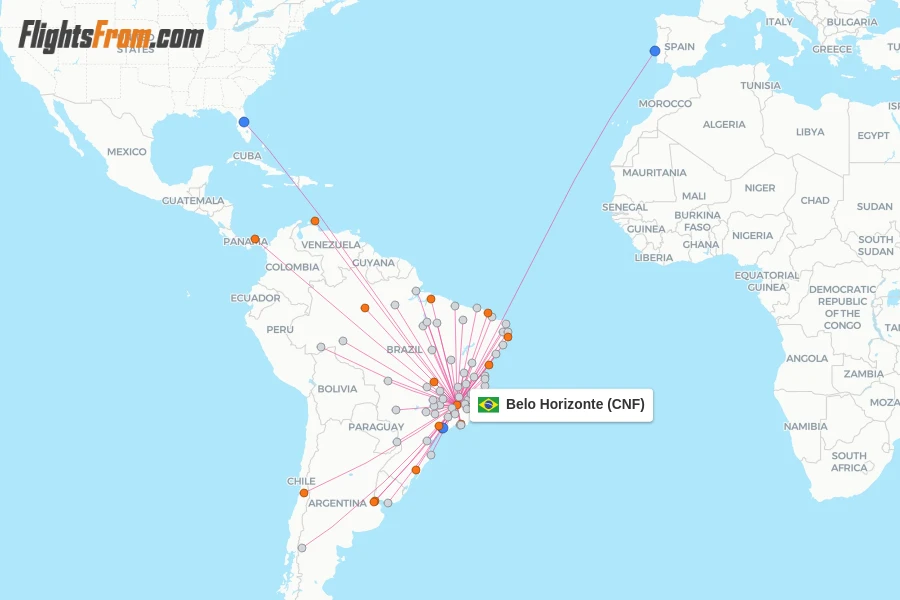 Belo Horizonte flight map