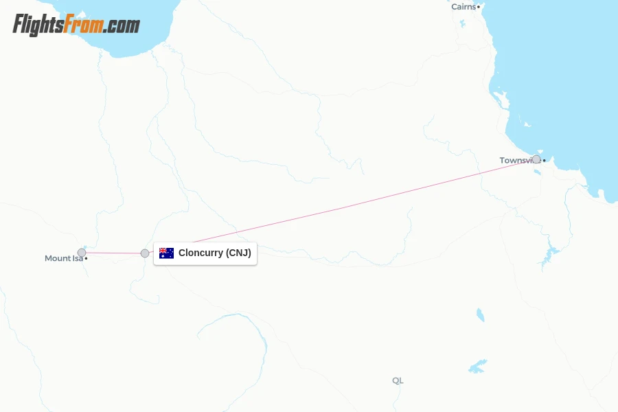 Cloncurry flight map