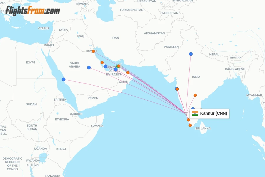 Kannur flight map