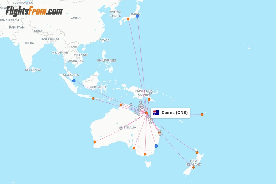 Cairns flight map