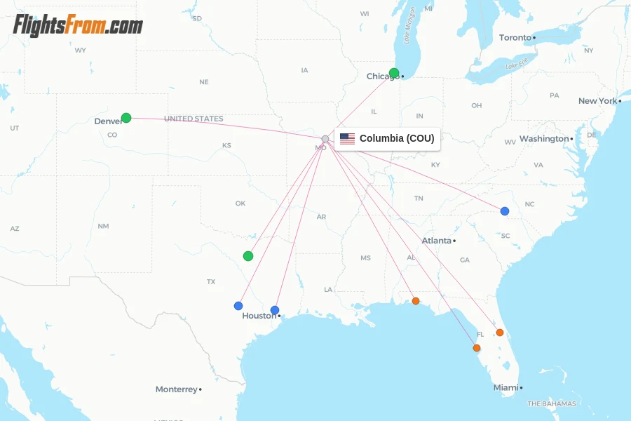 Columbia flight map