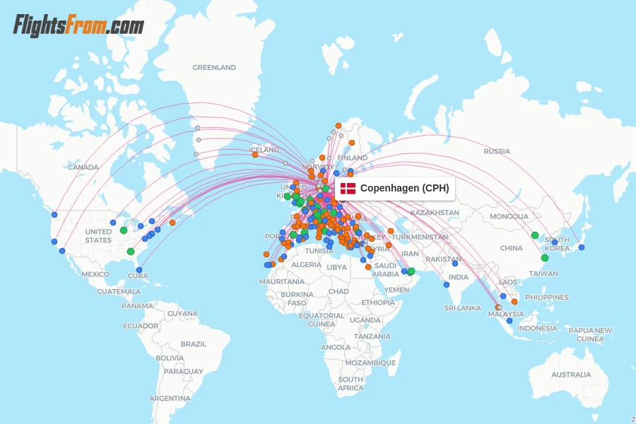 Copenhagen flight map