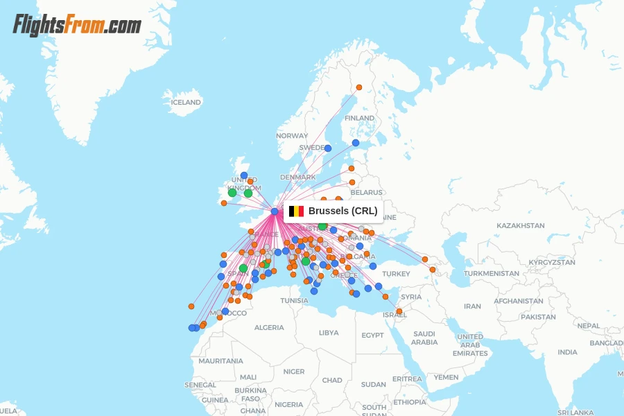 Brussels flight map