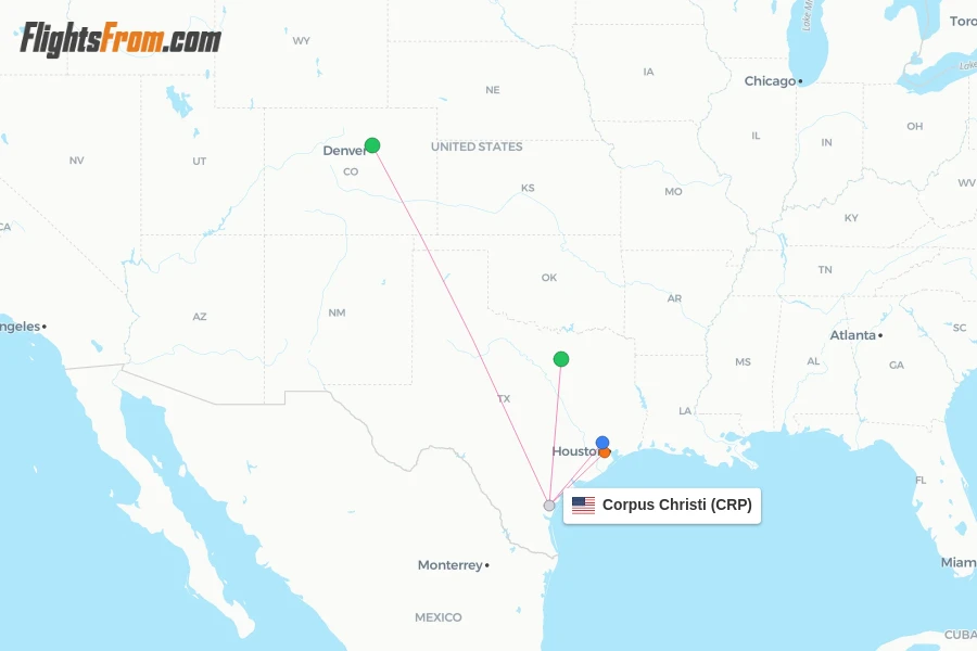 Corpus Christi flight map
