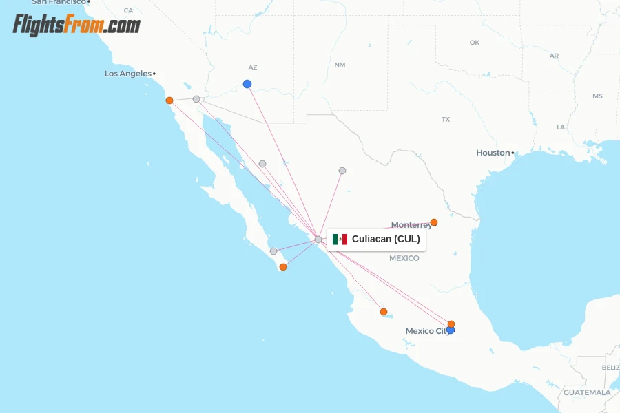 Culiacan flight map