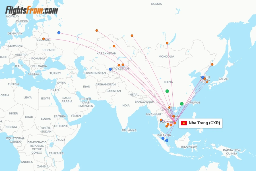 Nha Trang flight map
