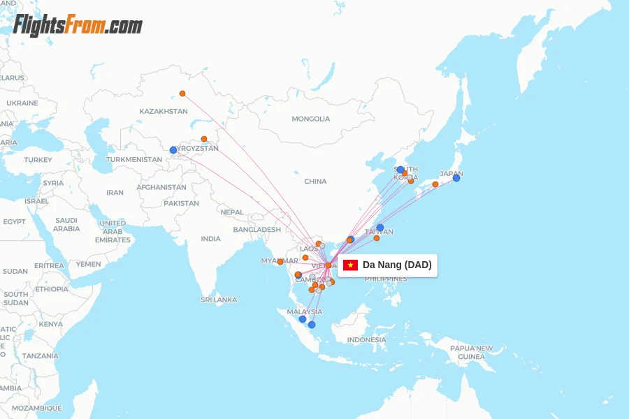 Da Nang flight map