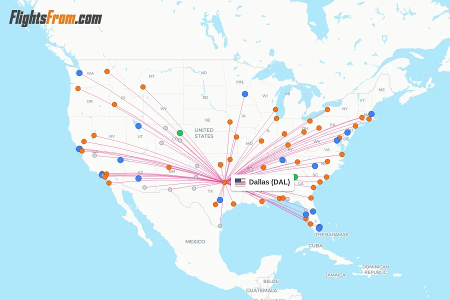 Dallas flight map