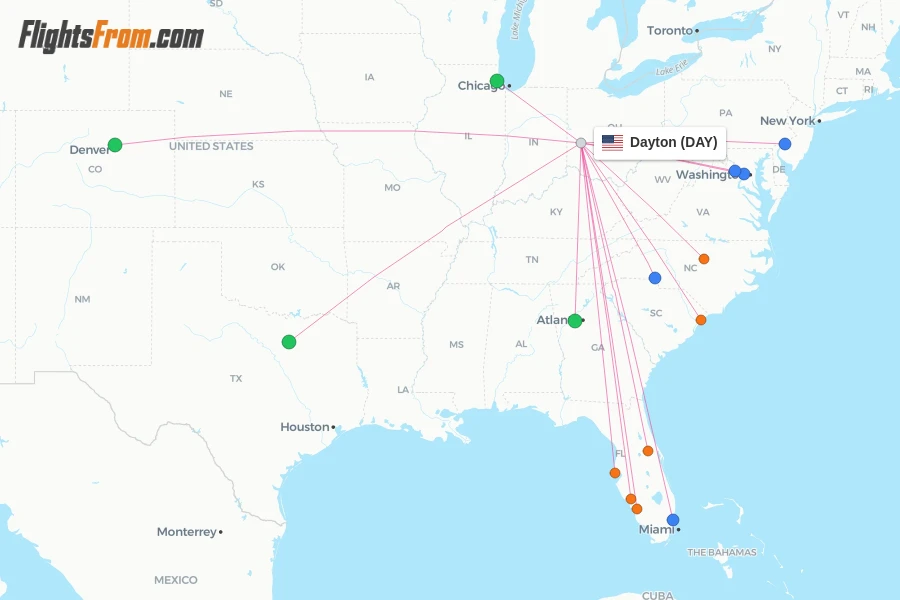 Dayton flight map