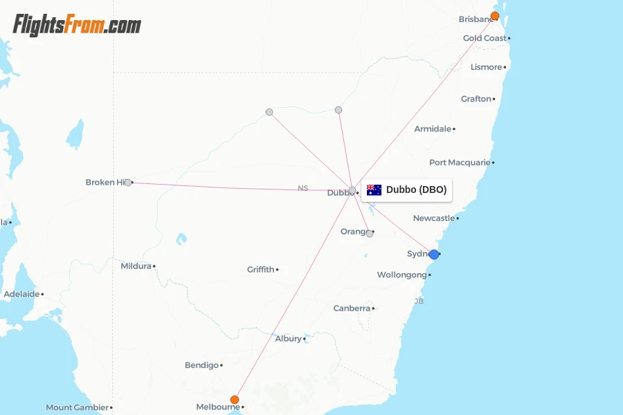 Dubbo flight map