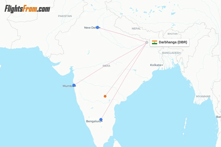 Darbhanga flight map