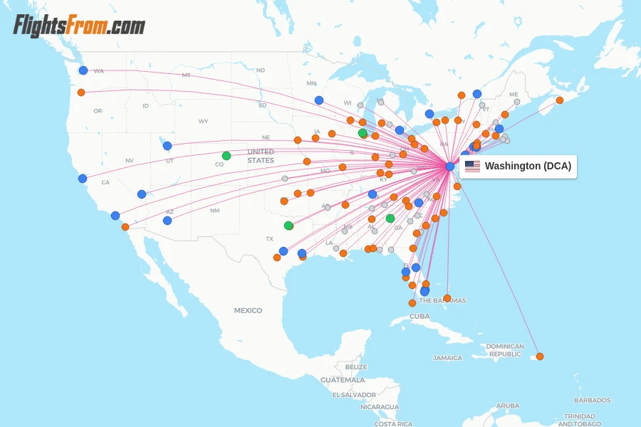 Washington flight map