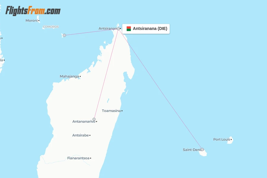 Antsiranana flight map