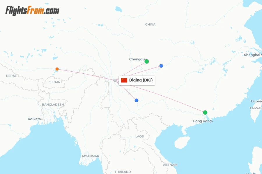 Diqing flight map
