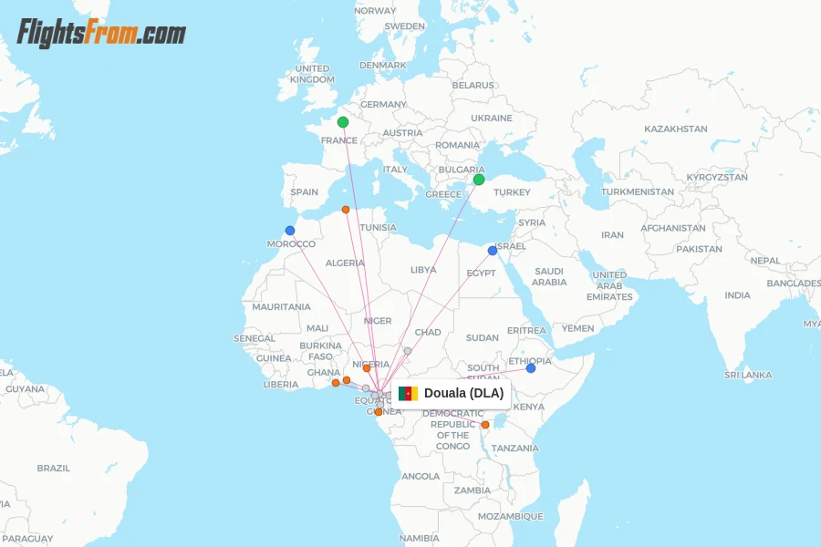 Douala flight map