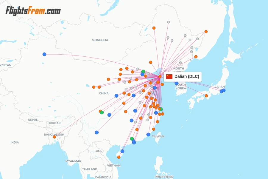 Dalian flight map