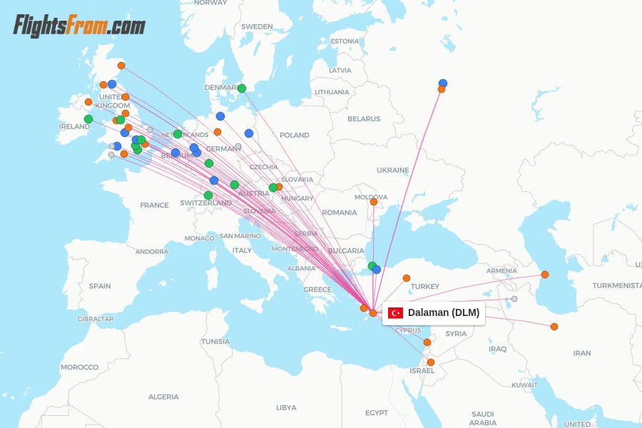 Dalaman flight map