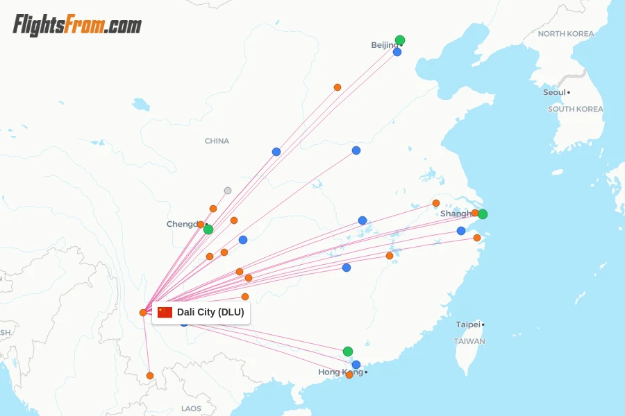 Dali City flight map