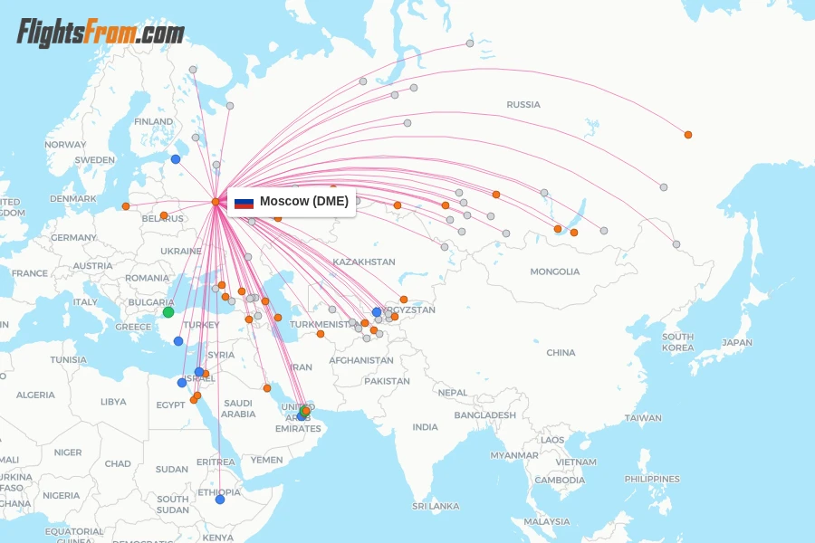 Moscow flight map