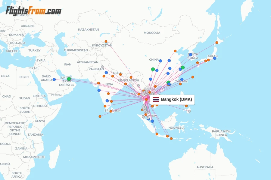 Bangkok flight map