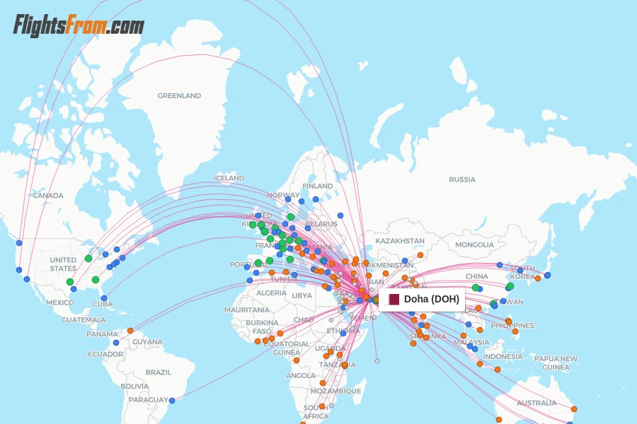 Doha flight map