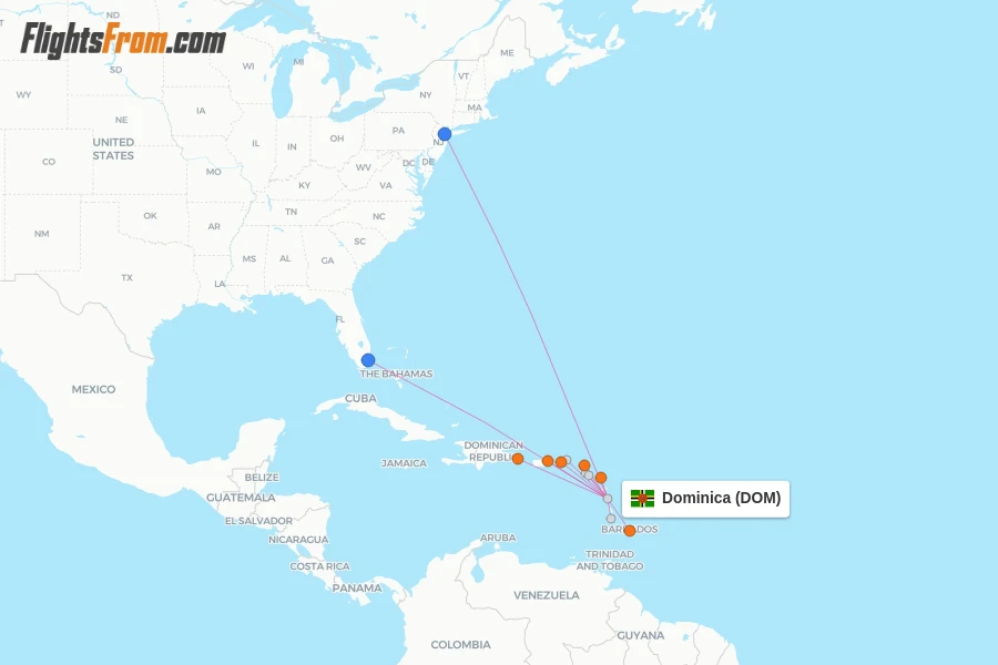 Dominica flight map