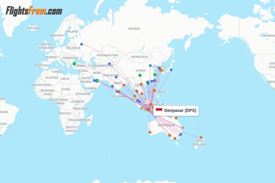 Denpasar flight map