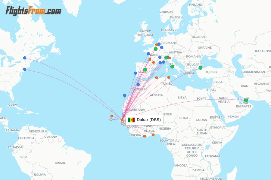 Dakar flight map