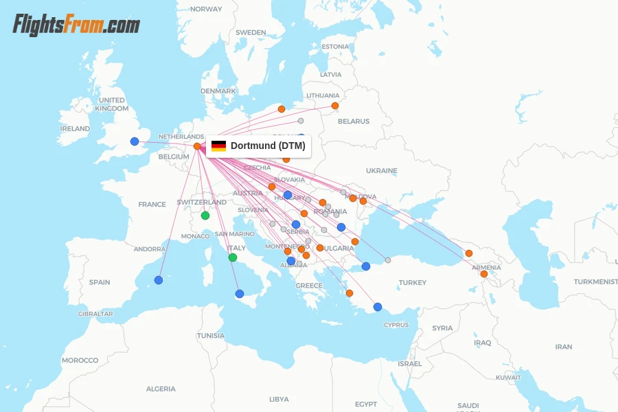 Dortmund flight map