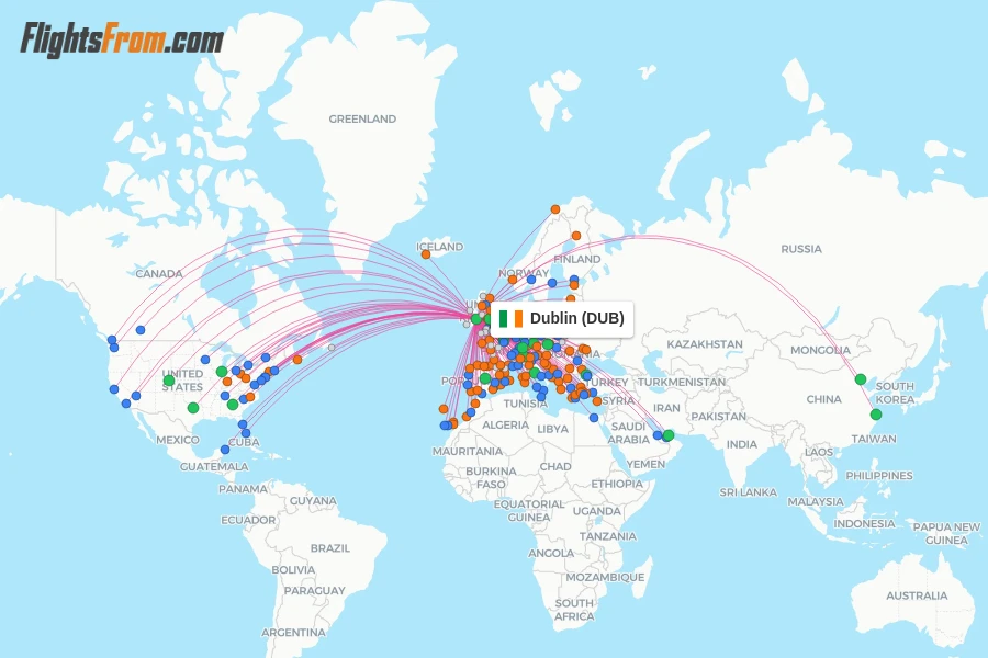 Dublin flight map