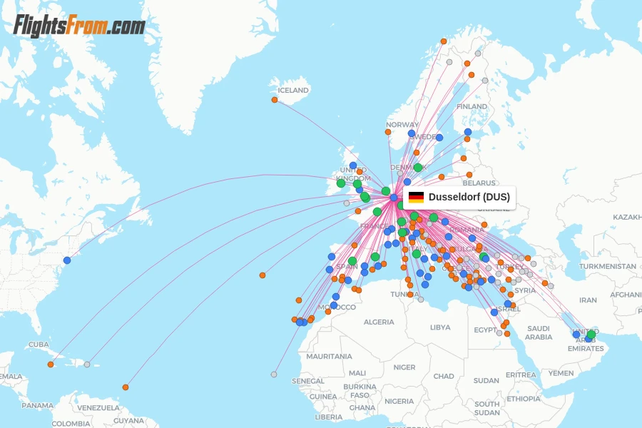 Dusseldorf flight map