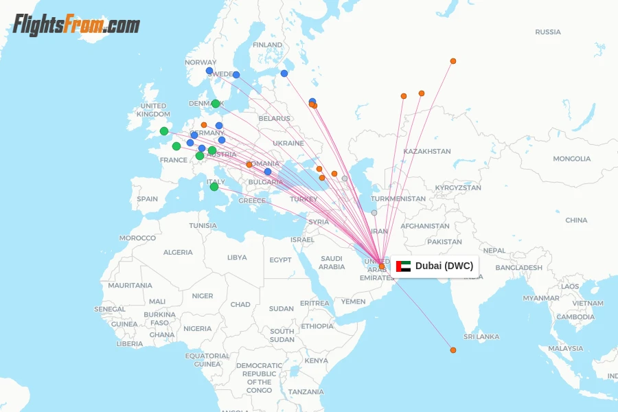 Dubai flight map