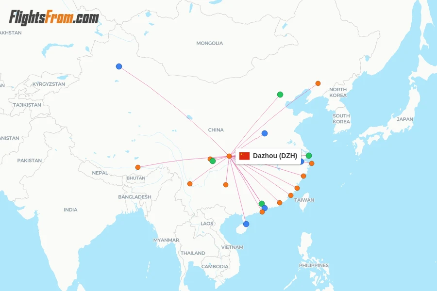 Dazhou flight map