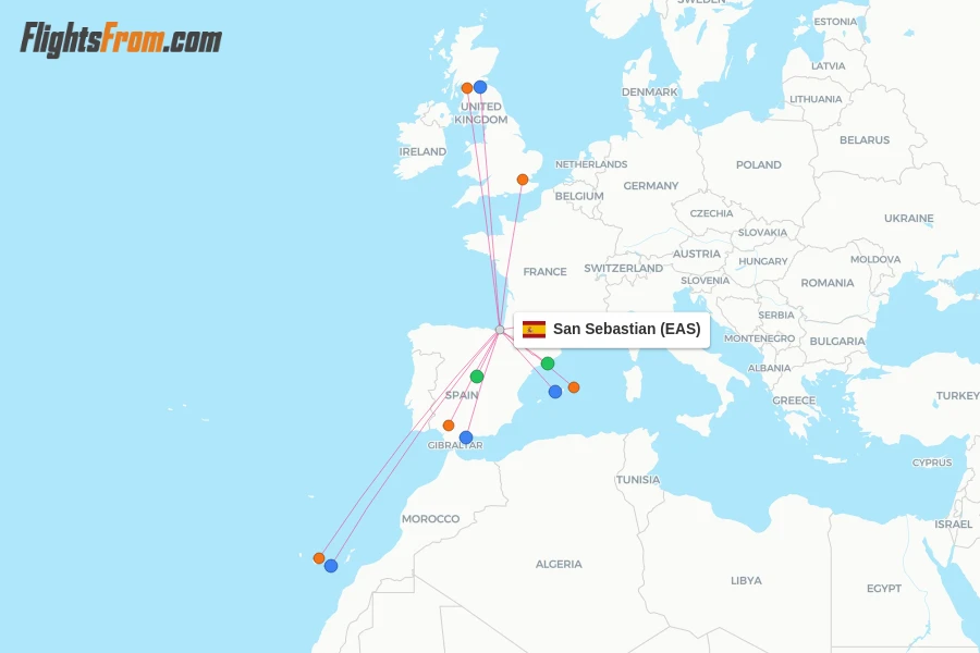 San Sebastian flight map