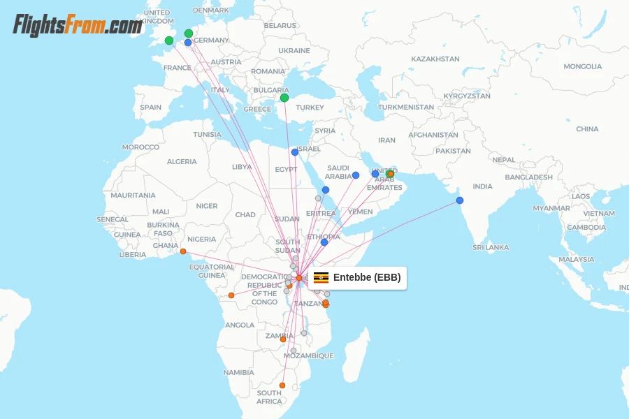 Entebbe flight map