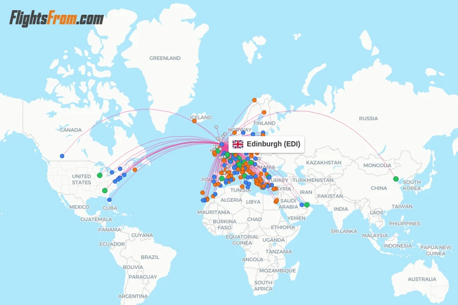 Edinburgh flight map