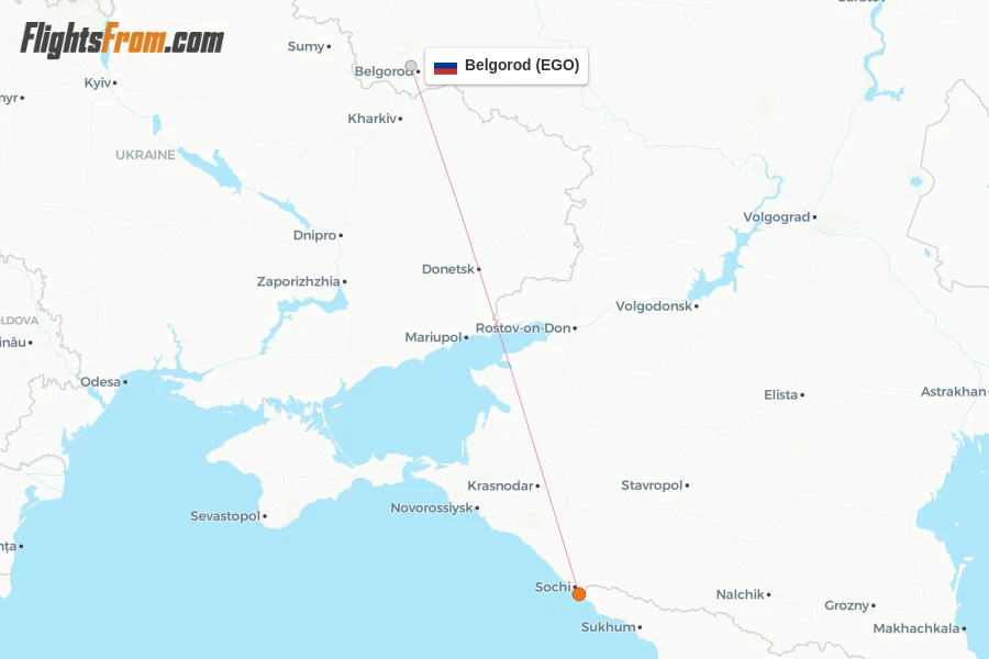 Belgorod flight map