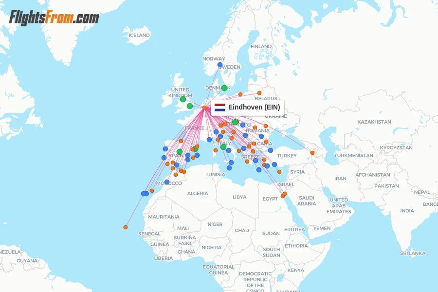 Eindhoven flight map