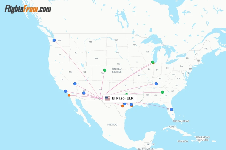 El Paso flight map