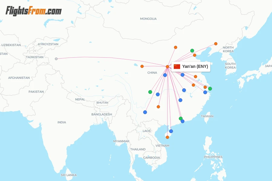 Yan'an flight map