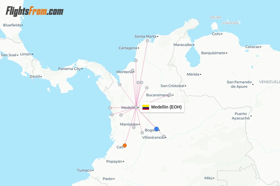 Medellin flight map