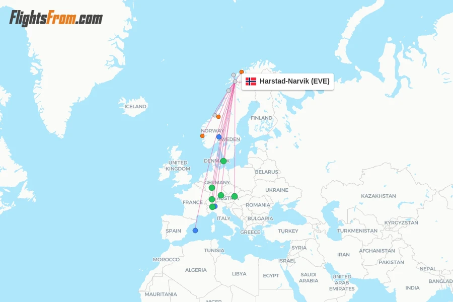 Harstad-Narvik flight map