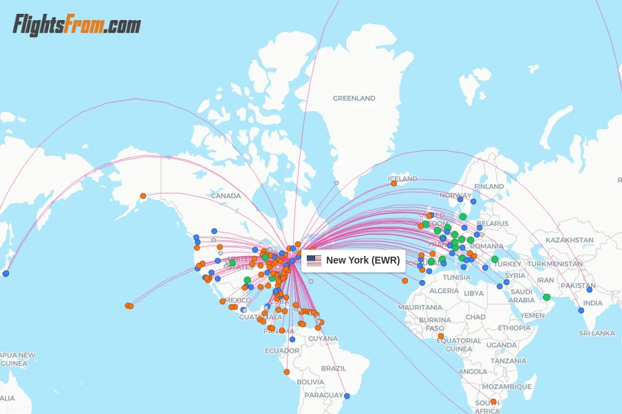 New York flight map