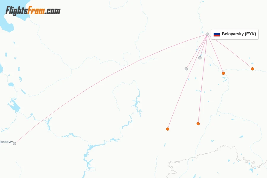 Beloyarsky flight map