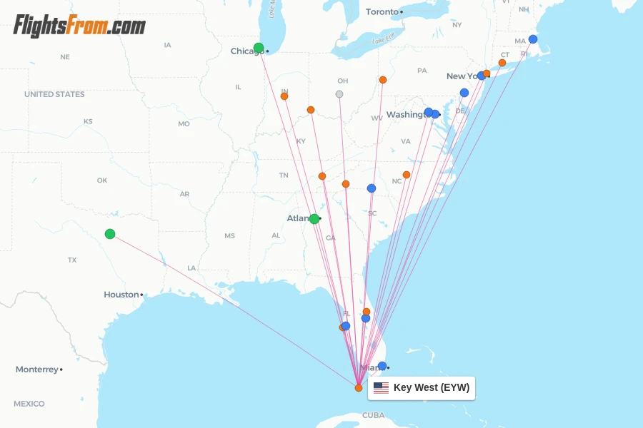 Key West flight map