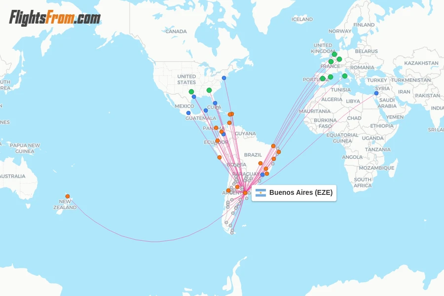Buenos Aires flight map