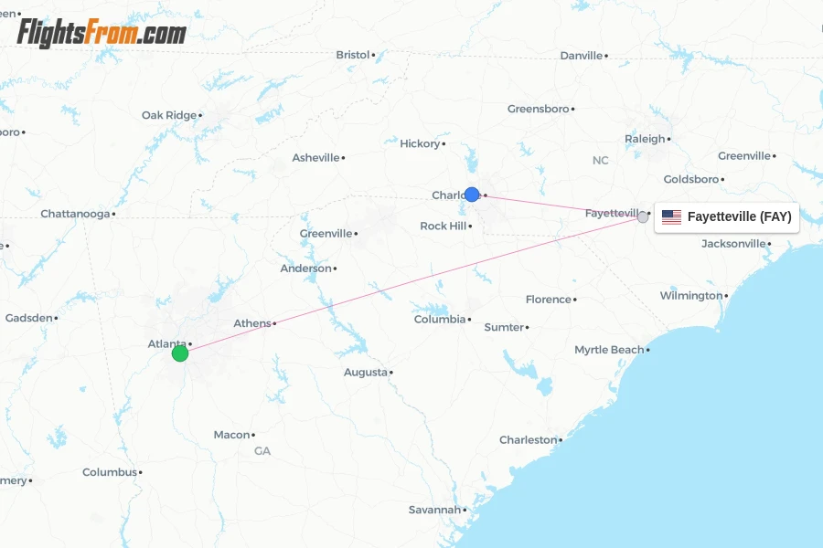 Fayetteville flight map