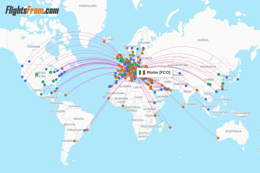 Rome flight map