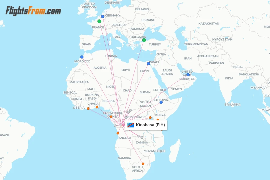 Kinshasa flight map