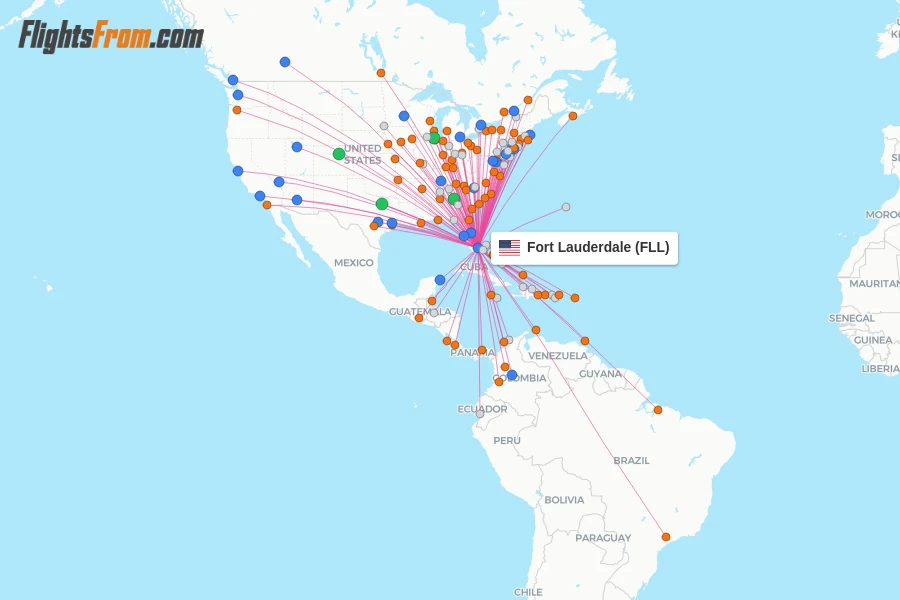 Fort Lauderdale flight map